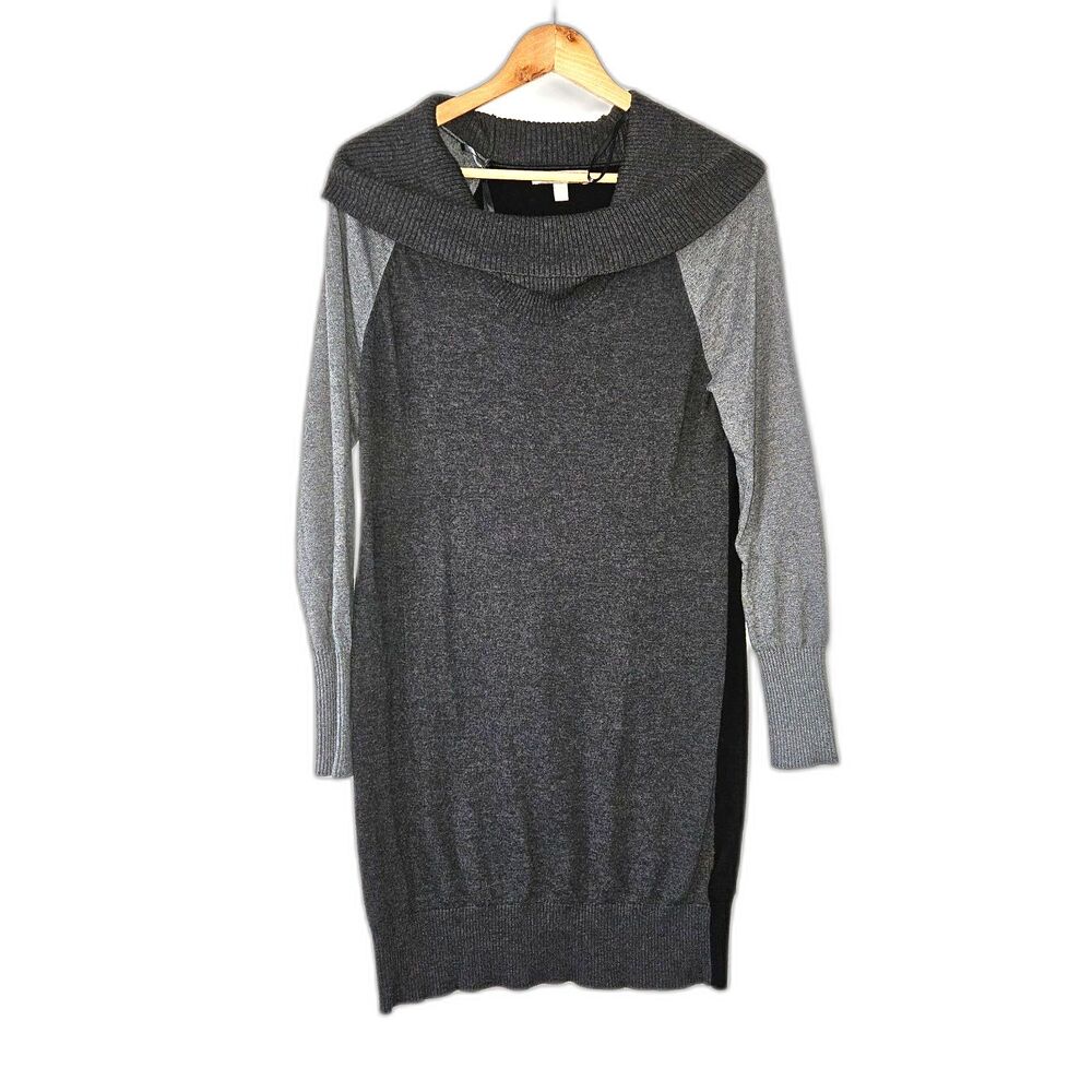 BANANA REPUBLIC Normcore Sweater Cowl Dress Gray Long Sleeves Medium